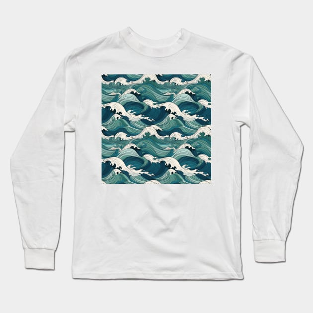 Ephemeral Crests: Hokusai Waves Reimagined Long Sleeve T-Shirt by star trek fanart and more